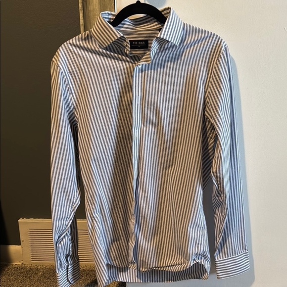 Tie Bar Blue Striped Men's Shirt - Picture 1 of 1